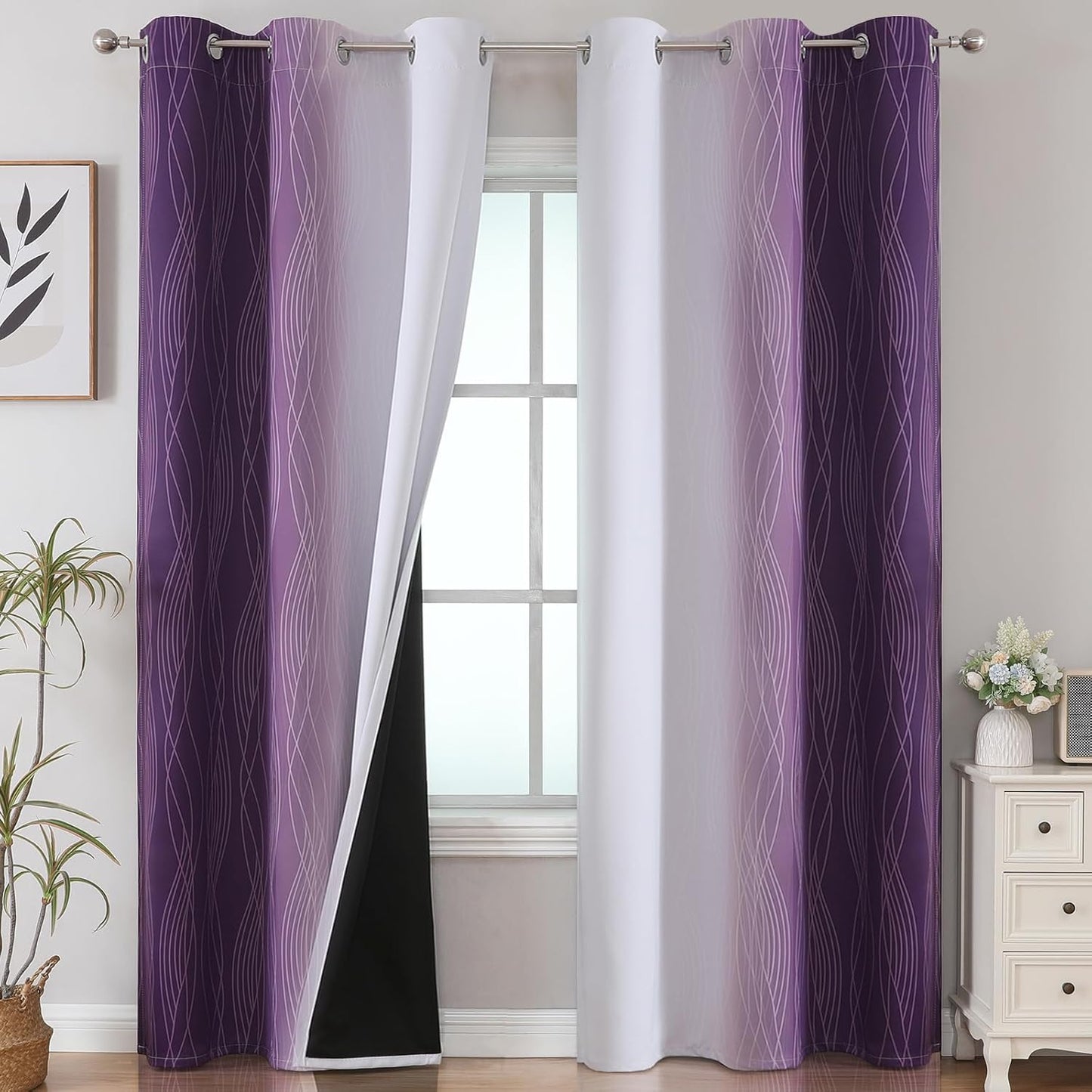 Ombre Blackout Curtains for Living Room and Bedroom 84 Inches