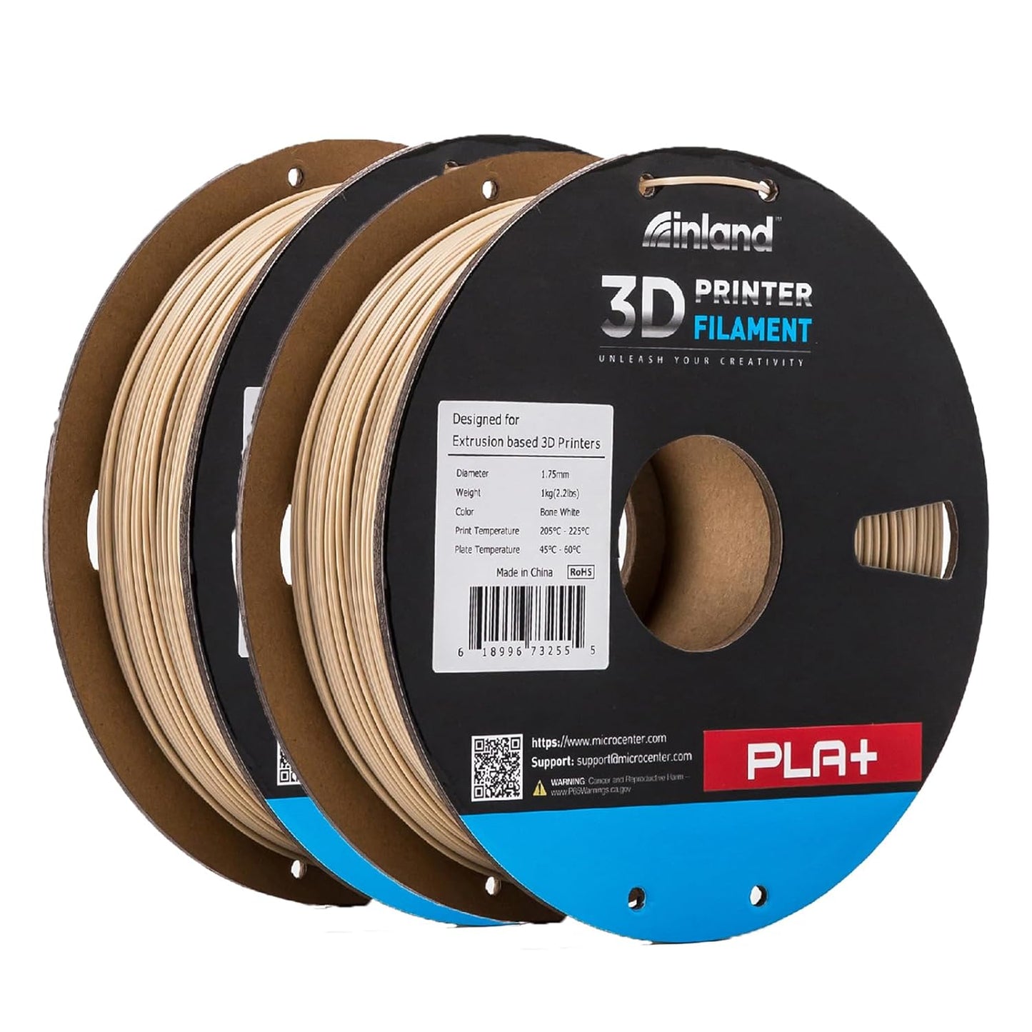 INLAND Micro Center PLA+ 3D Printing Filament for Quality Prints