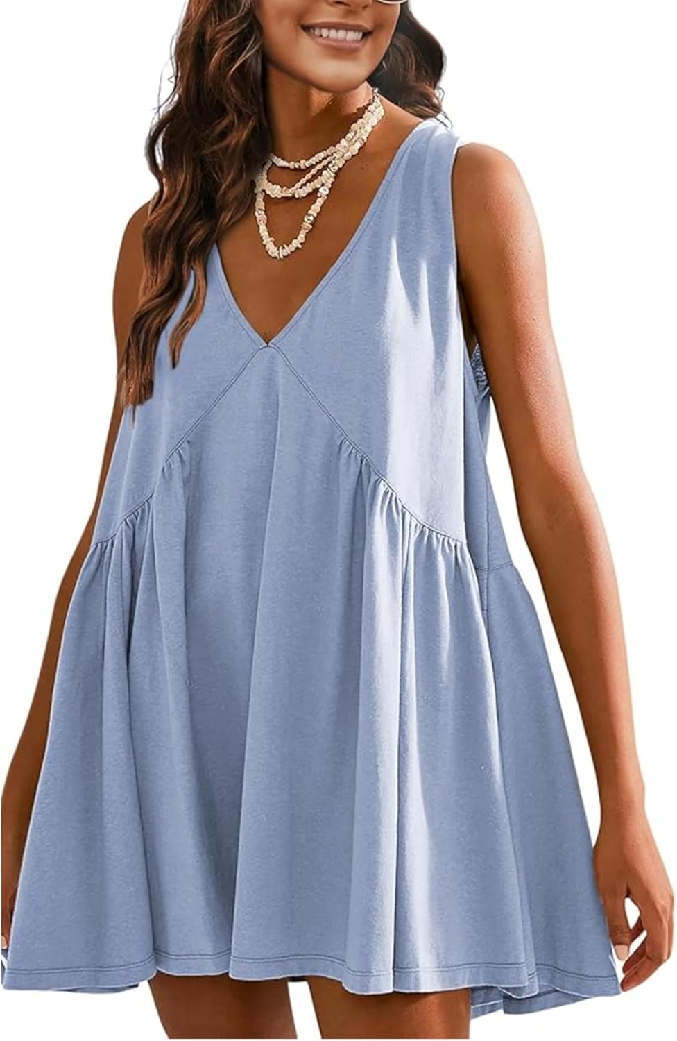 OPCAKM Women's V Neck Sleeveless Mini Dress for Summer Fun