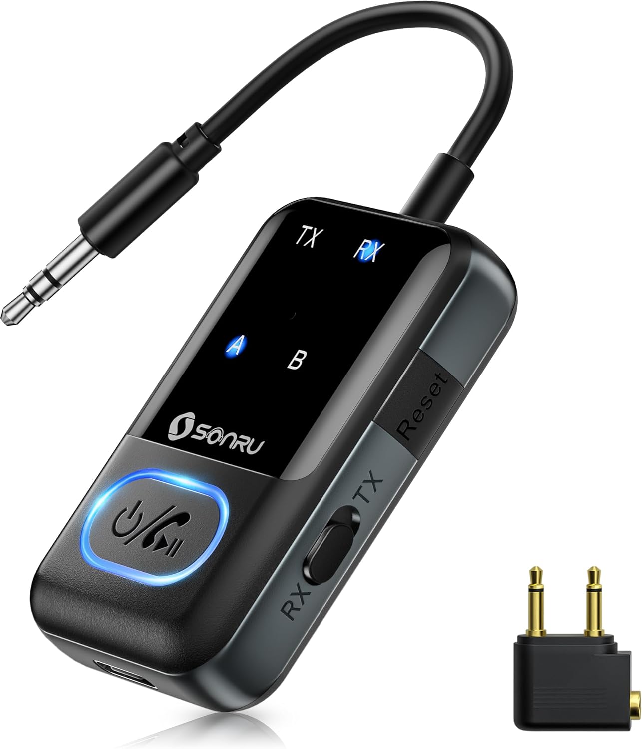 SONRU Bluetooth 5.3 Adapter: Dual Wireless Headphone Connection