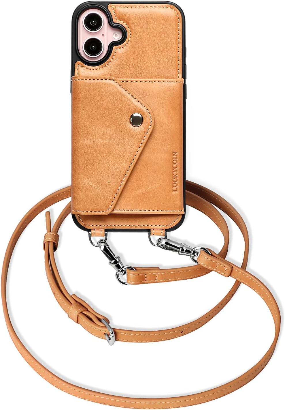 LUCKYCOIN iPhone 16 Plus Leather Wallet Case for Women