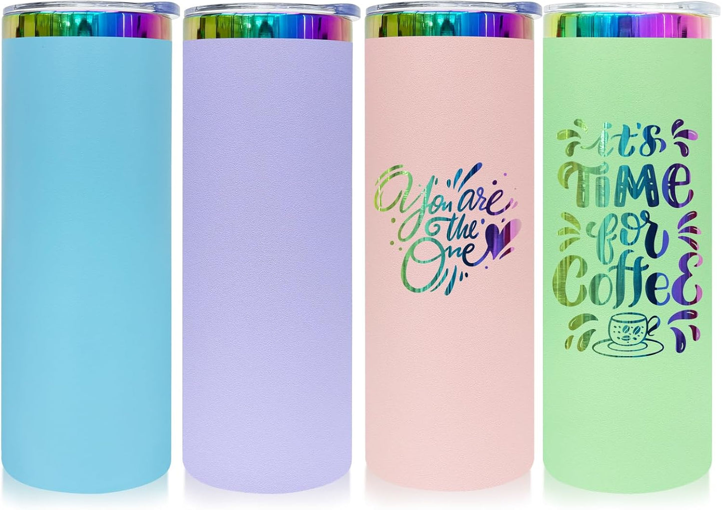 20 oz Skinny Tumblers for Hot and Cold Drinks - 4 Pack