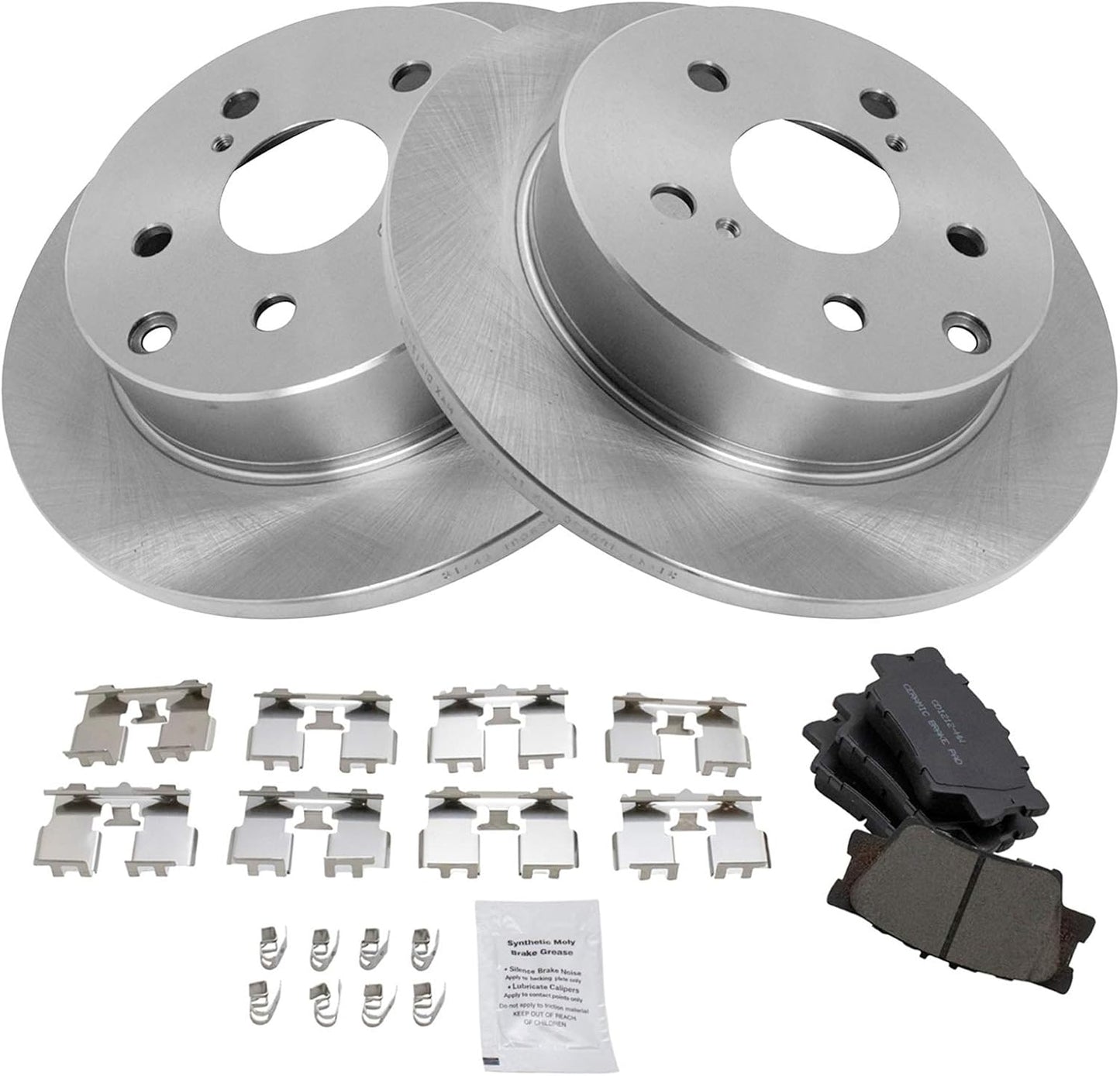 TRQ Rear Posi Ceramic Brake Pad & Rotor Kit for Lexus HS250H