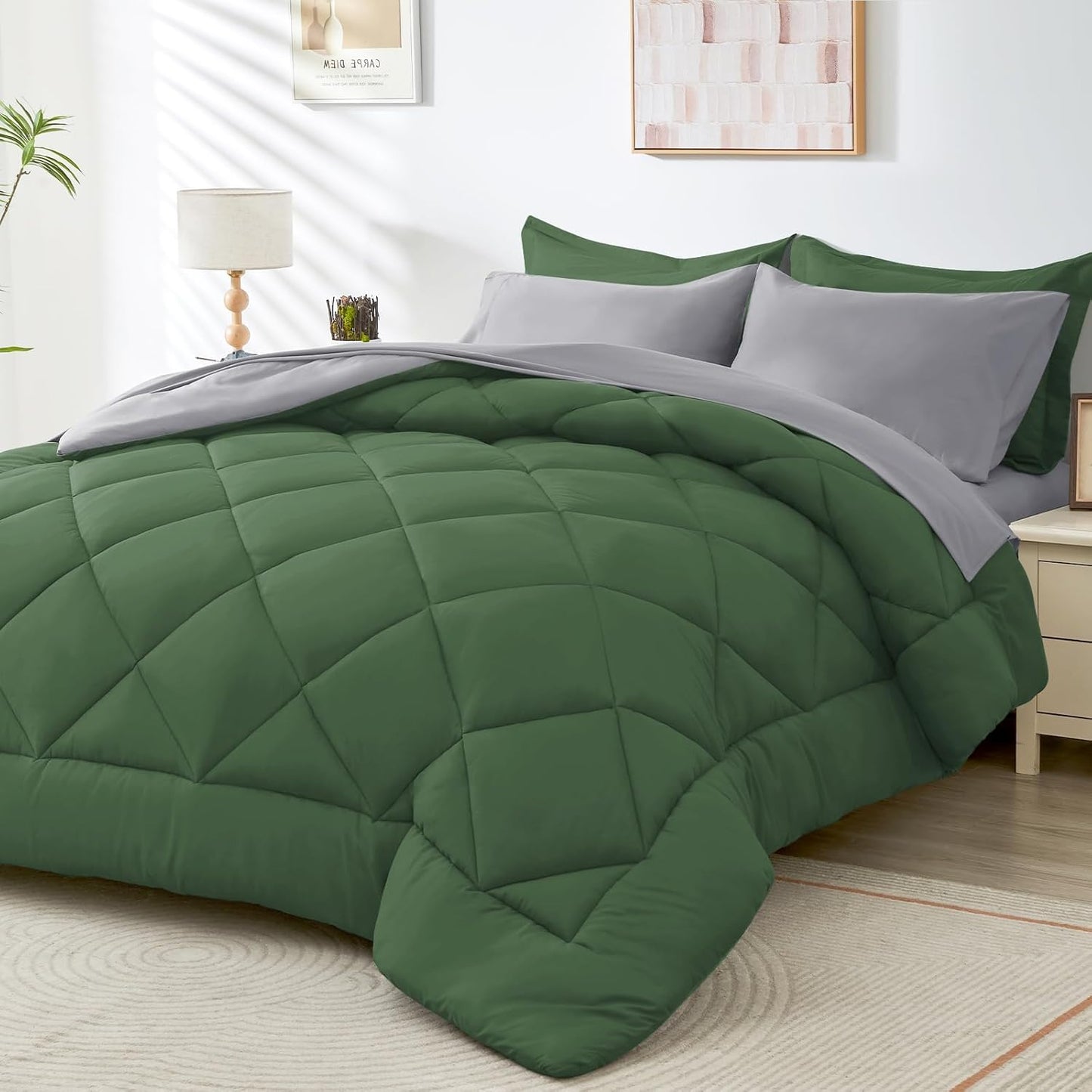 HEVUMYI Queen Comforter Set - Ultra Soft 7-Piece Bedding Set