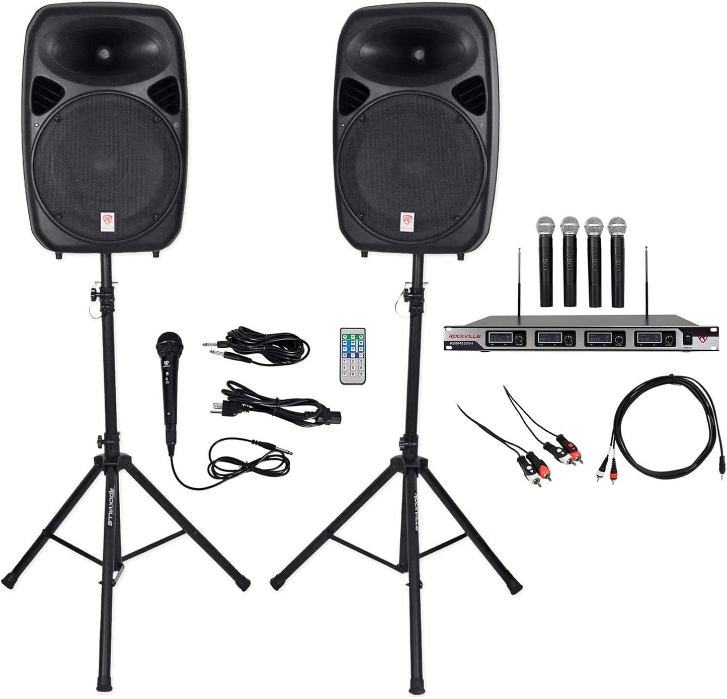 Rockville Dual 15in Karaoke Machine with Wireless Microphones
