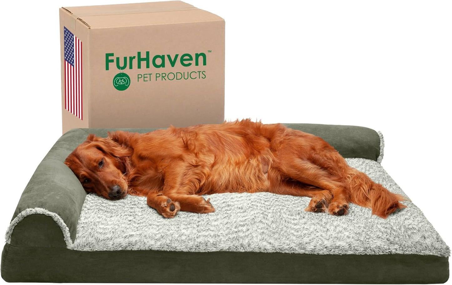 Furhaven Memory Foam Dog Bed for Large Dogs with Bolsters