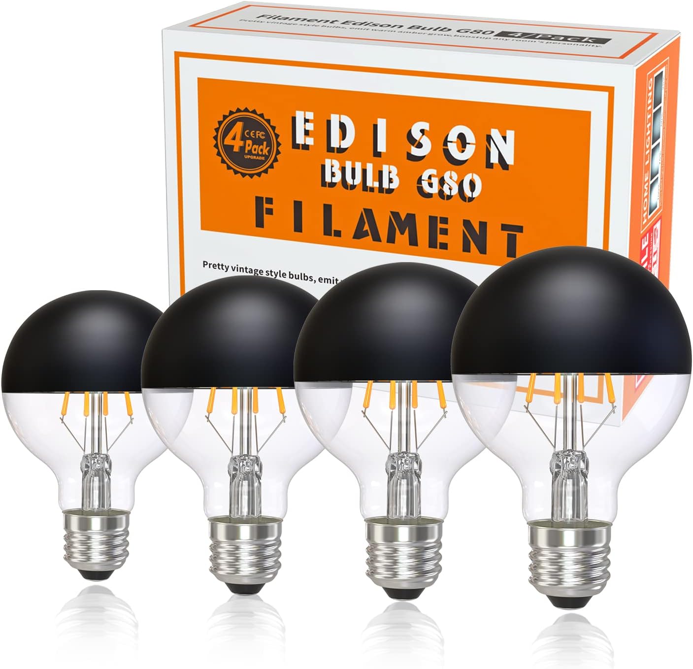 Half Chrome Light Bulb Dimmable 6W Decorative Edison Bulbs