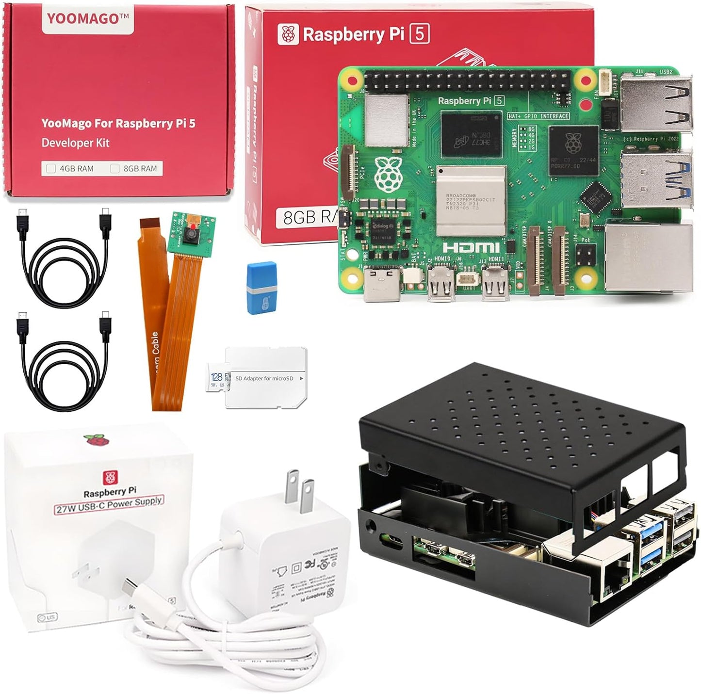 Raspberry Pi 5 Starter Kit with 8GB RAM and Aluminum Case
