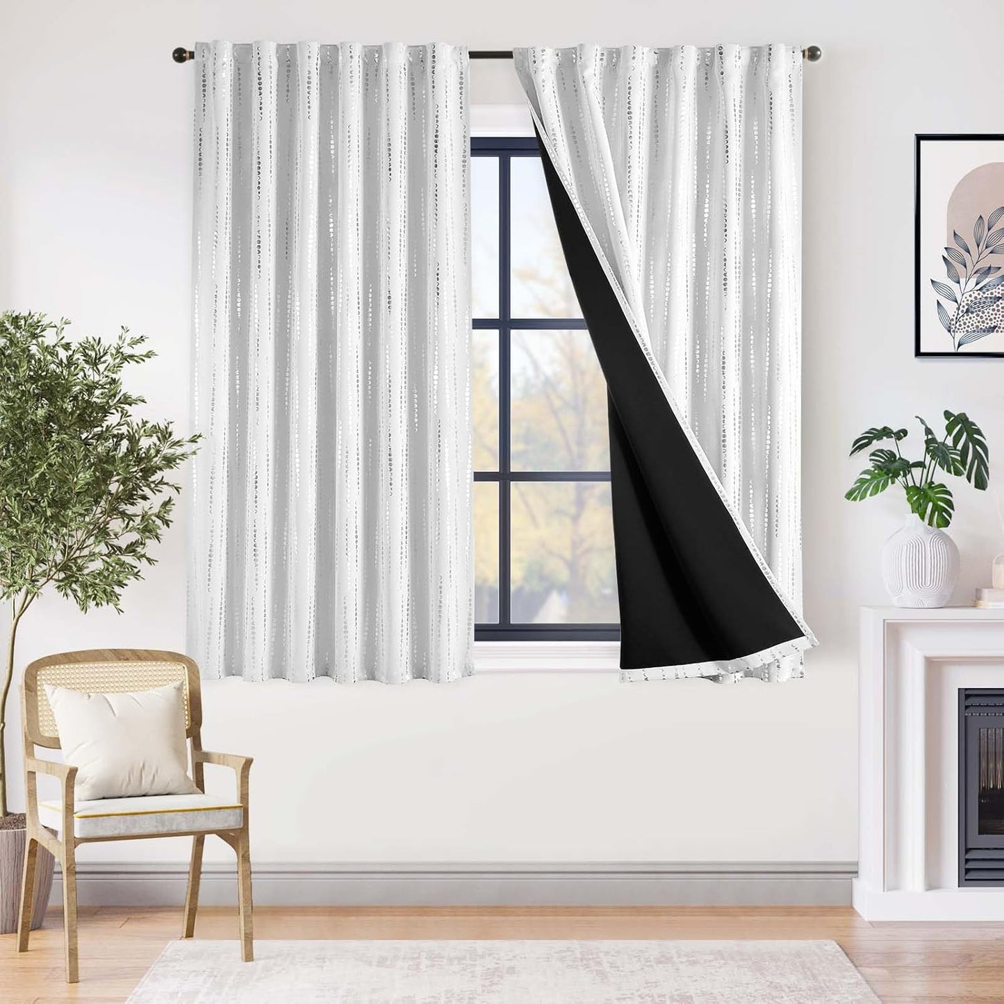 Blackout Boho Curtains for Bedroom - 63 Inch Length Panels