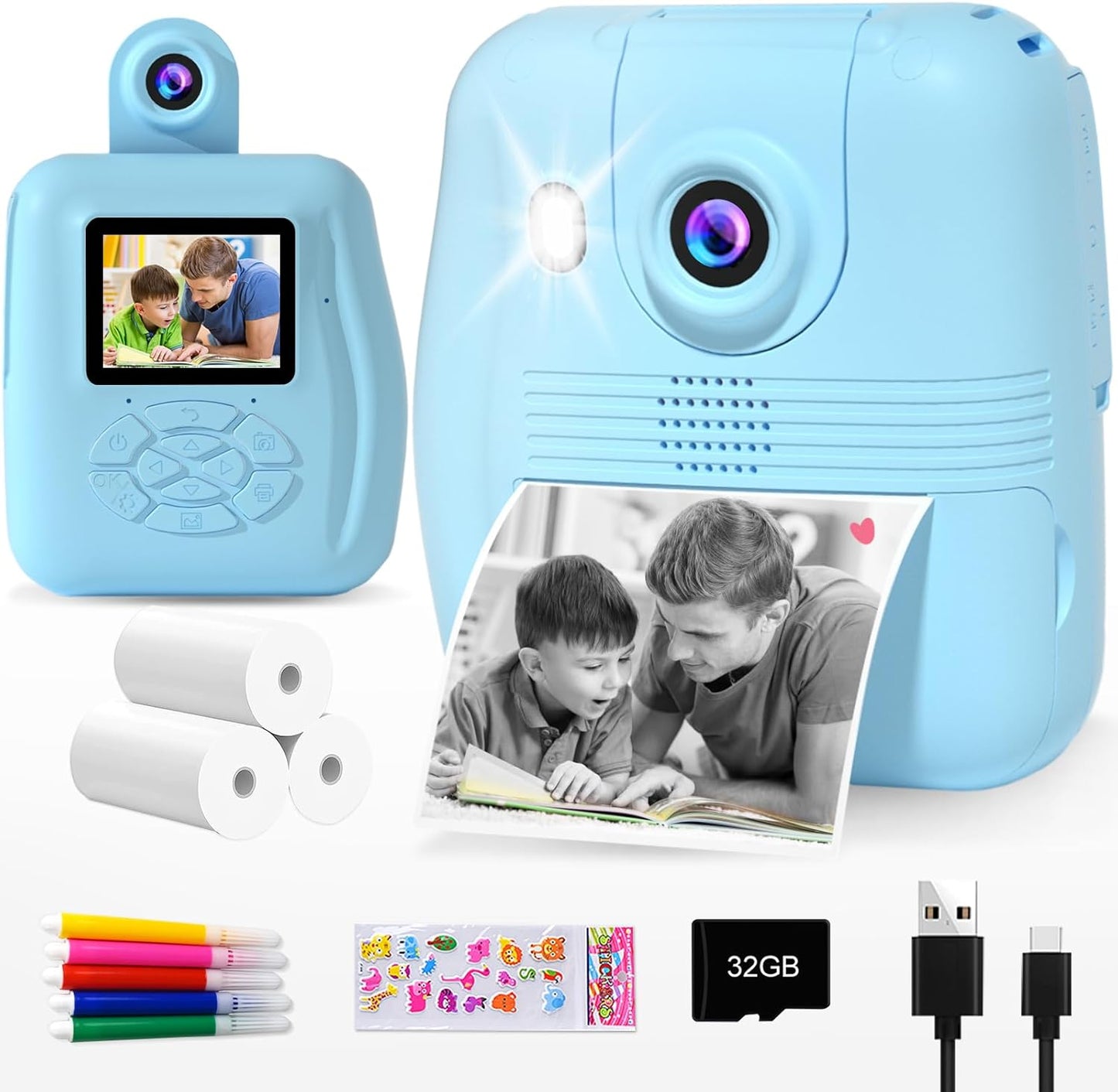 GKTZ Kids Camera Instant Print - Fun Gift for Young Photographers