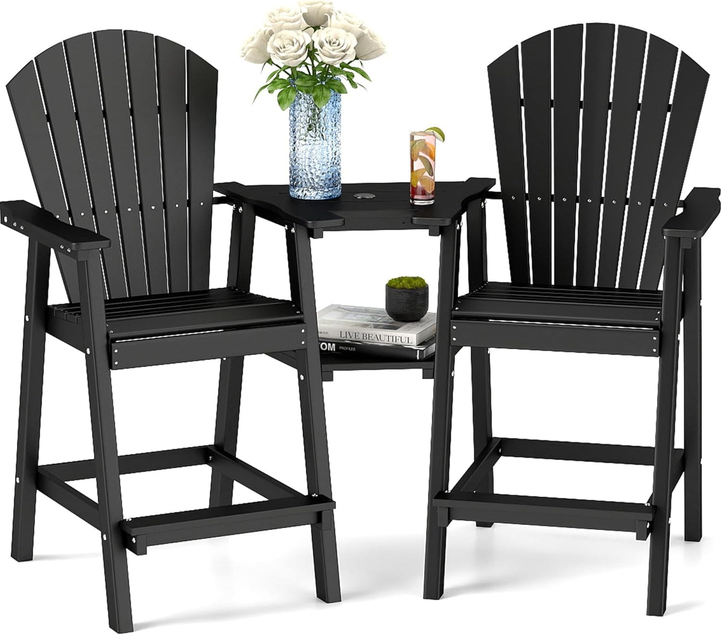 FOOWIN Tall Adirondack Chairs Set of 2 for Outdoor Relaxation