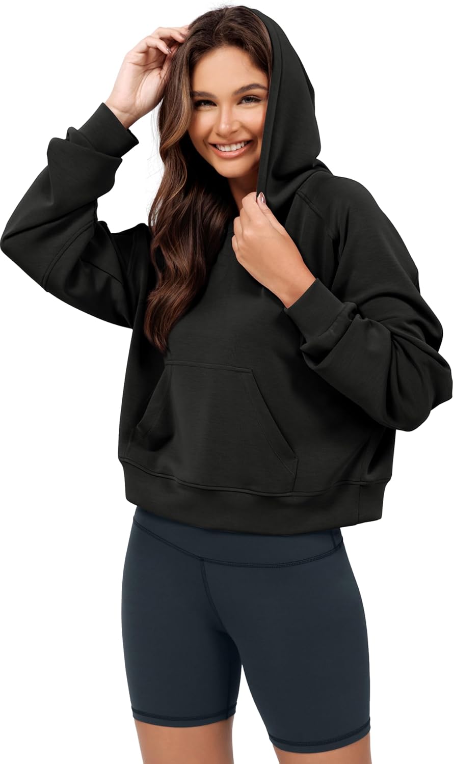 ODODOS Soft Modal Cropped Hoodie - Cozy Oversized Style