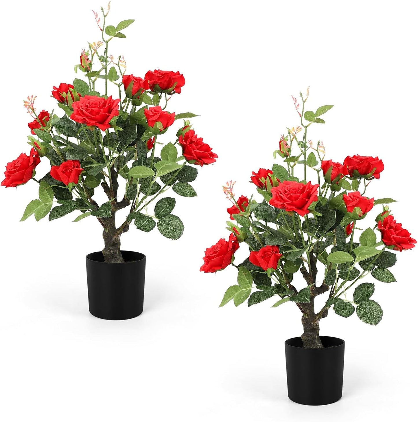 Artificial Rose Flower Trees for Home Decor - 24Inch Red Beauty