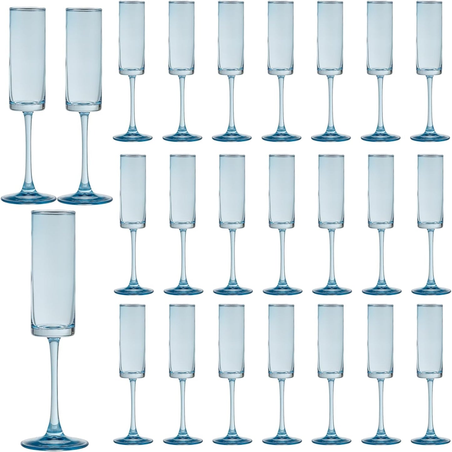 24 Pieces Blue Champagne Flutes for Elegant Celebrations