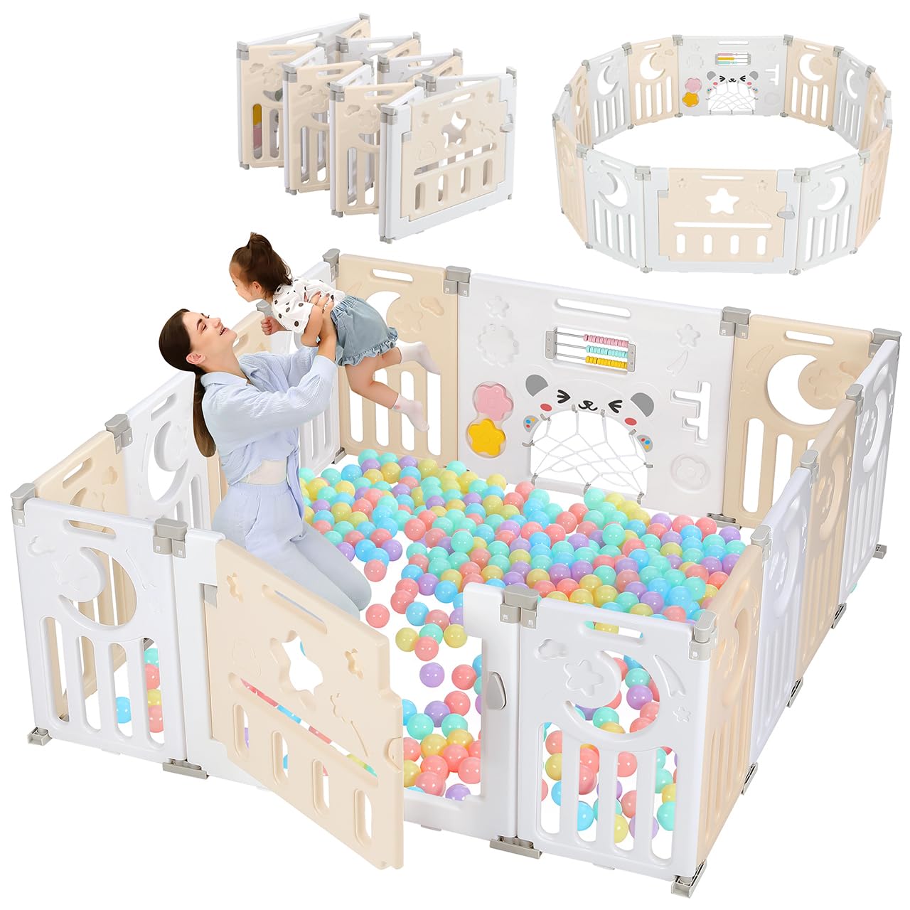 Baby Playpen for Toddlers, Adjustable 14-Panel Playard