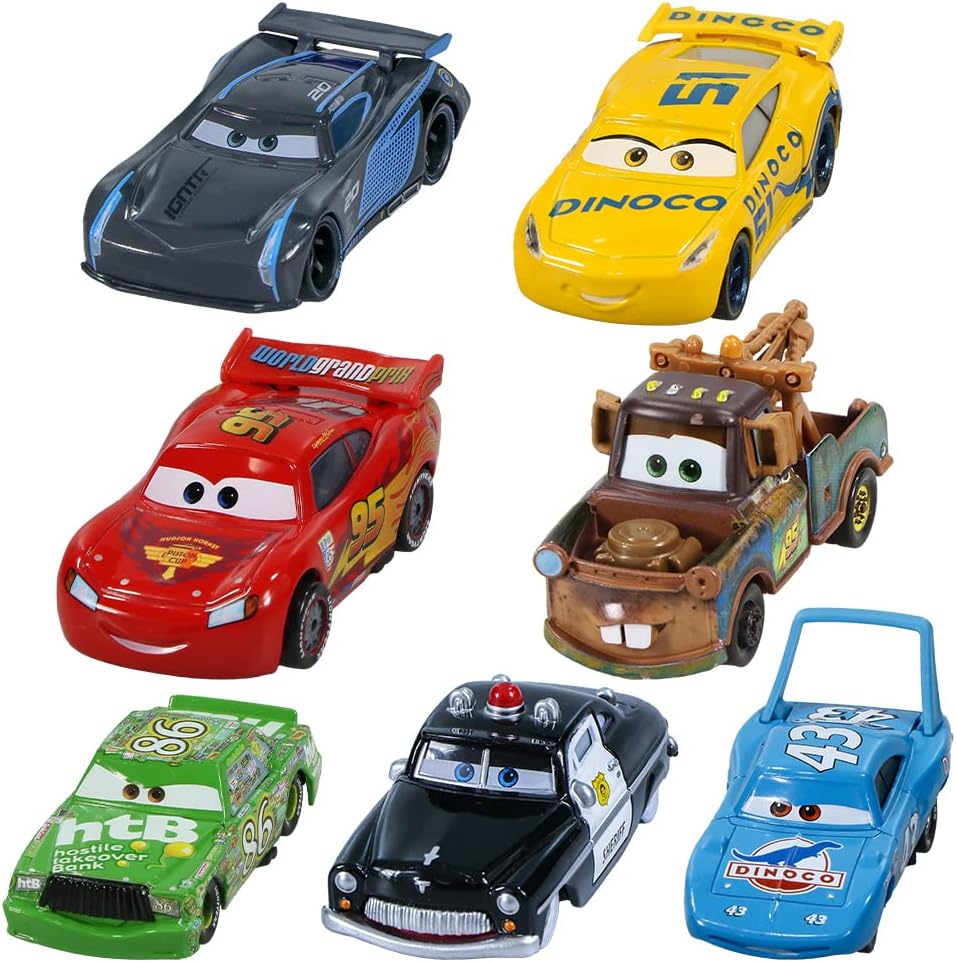 7PCS Car Toys Diecast Set for Kids Featuring Cruz and Sheriff