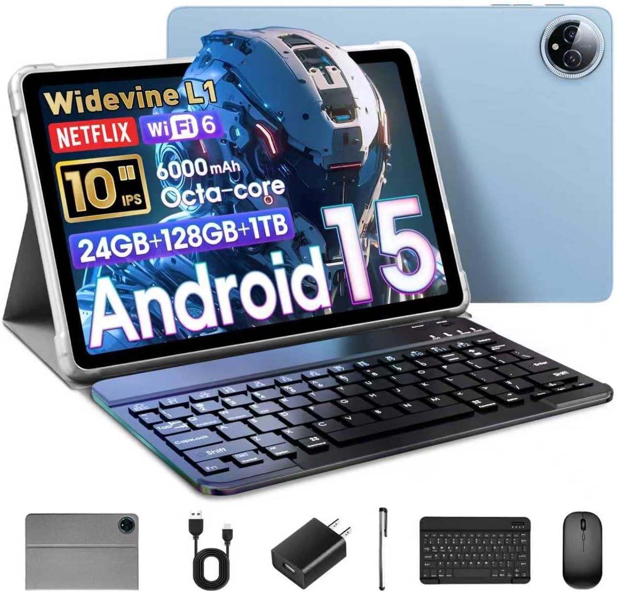 Android 15 Tablet 10 Inch with 24GB RAM and 128GB ROM Storage