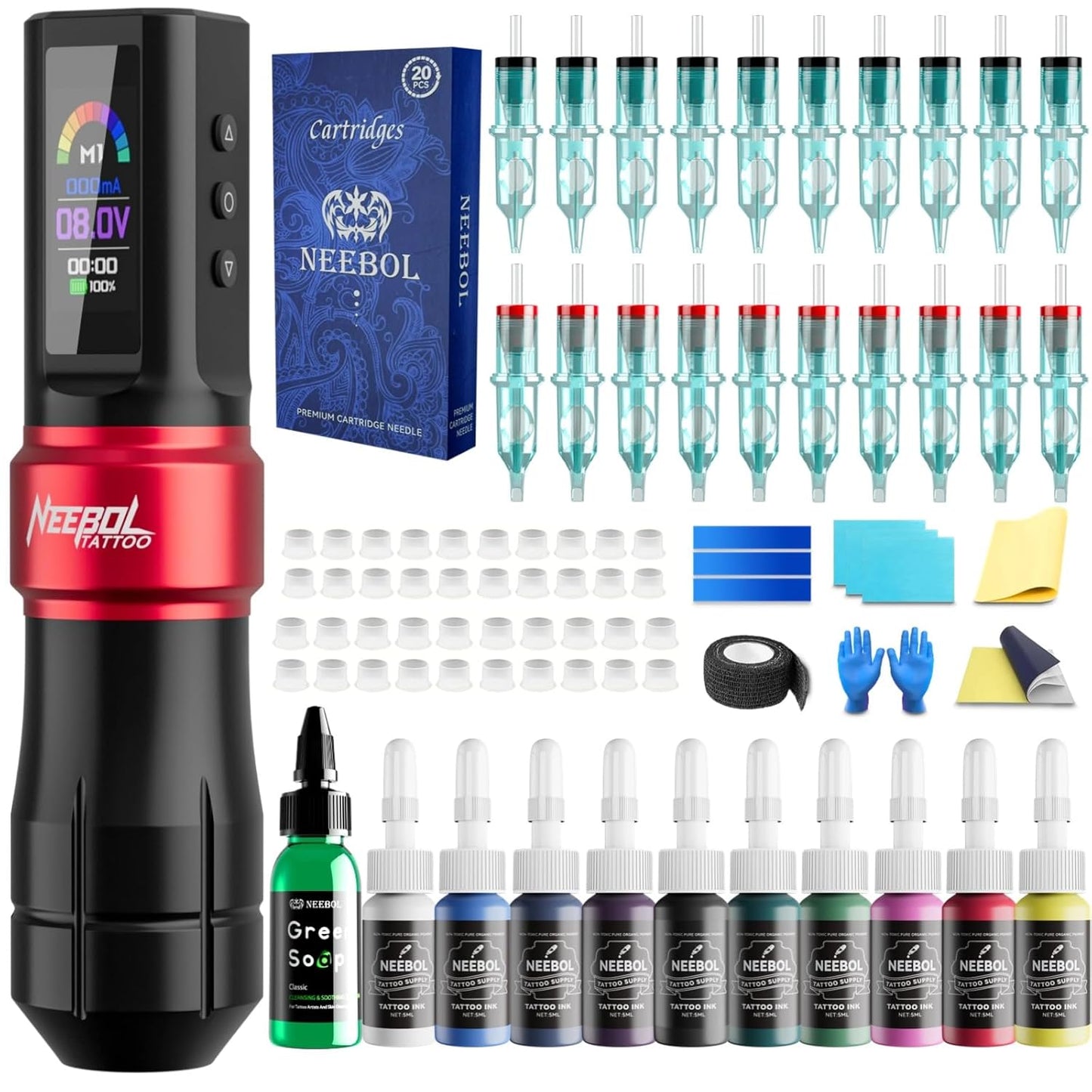 Neebol Wireless Tattoo Gun Kit for Beginners and Professionals