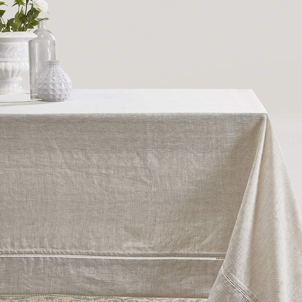 Premium 100% Linen Hemstitch Tablecloth for Elegant Dining