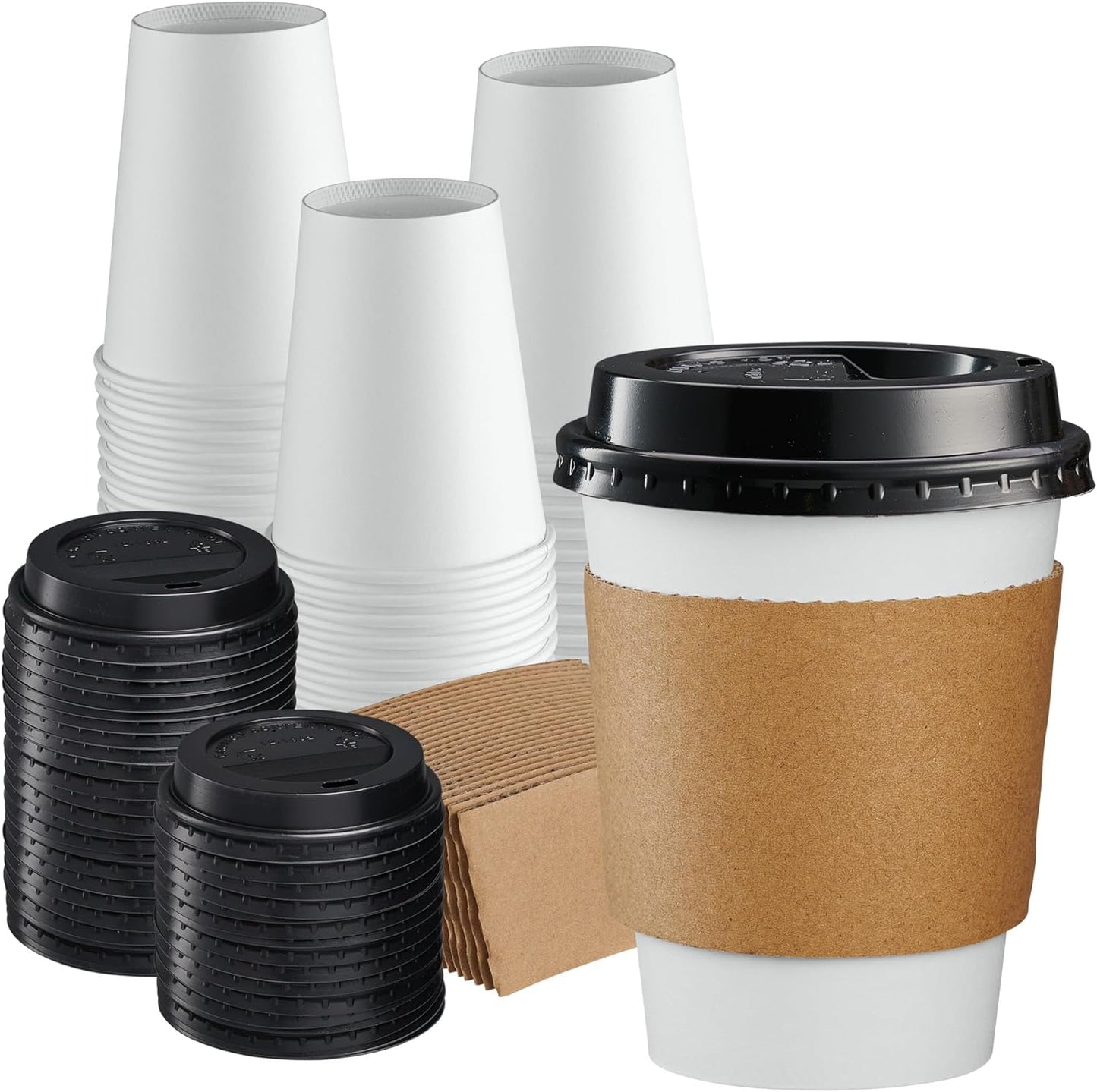 Travel-Friendly Coffee Cups with Lids & Sleeves