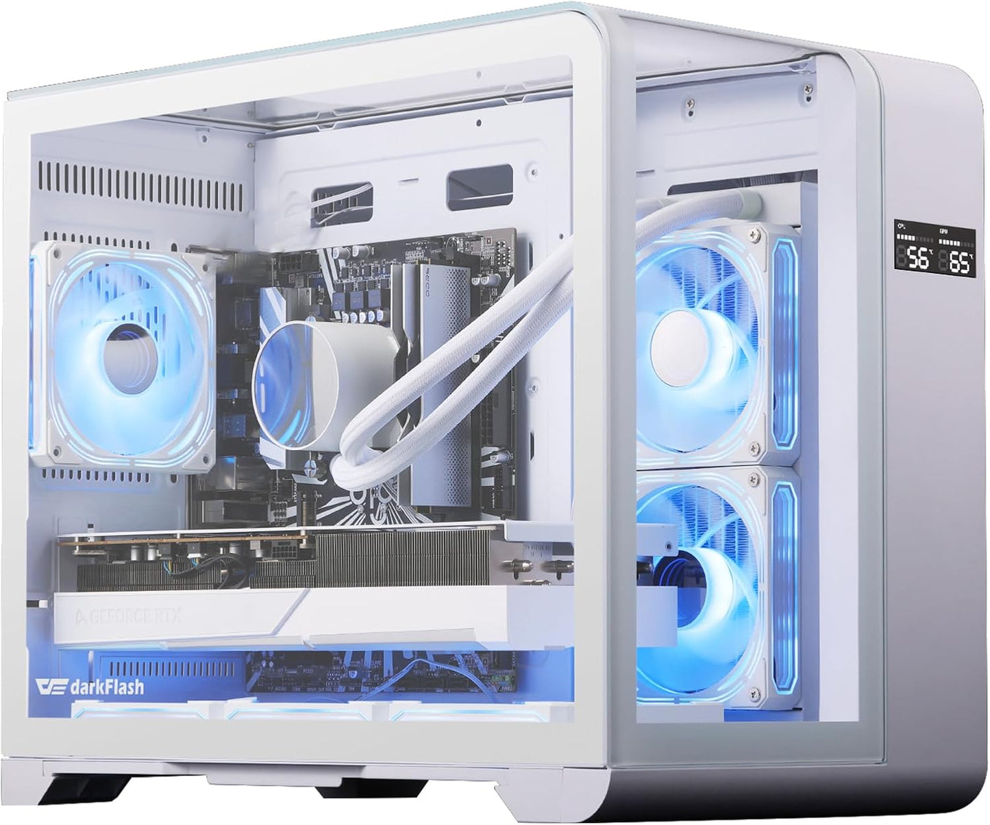 darkFlash MATX Gaming PC Case with Three Glass Design and Fans