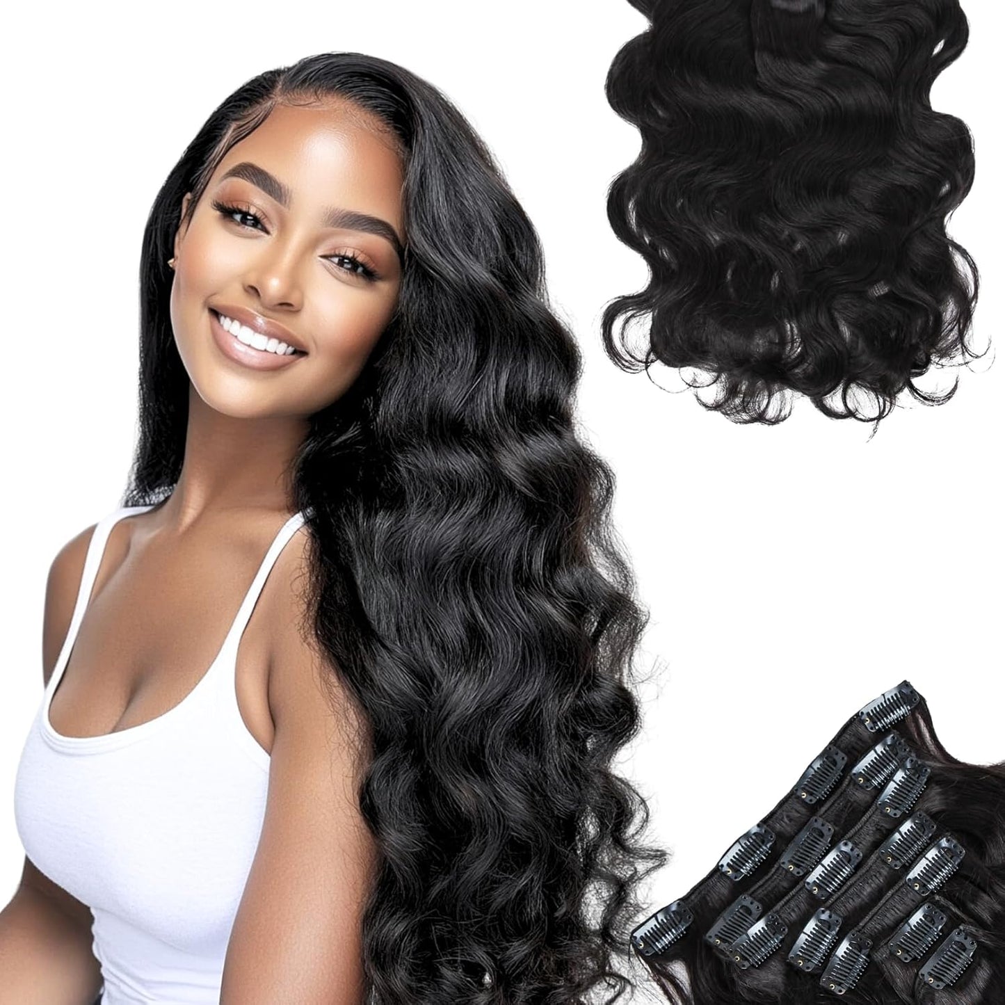 SIYUSI Body Wave Clip In Extensions for Luxurious Thickness