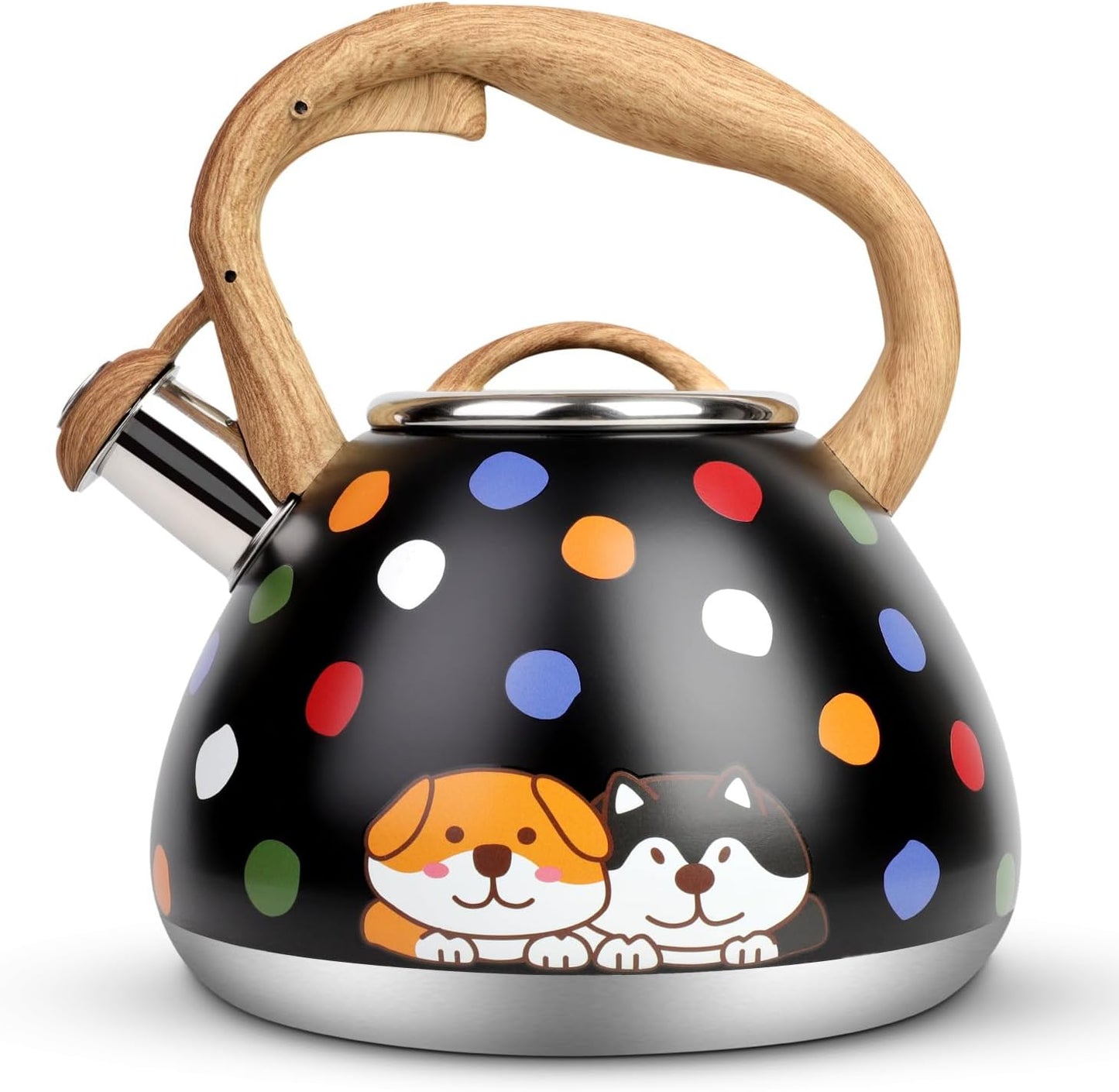 Toptier Whistling Tea Kettle with Unique Wood Pattern Handle