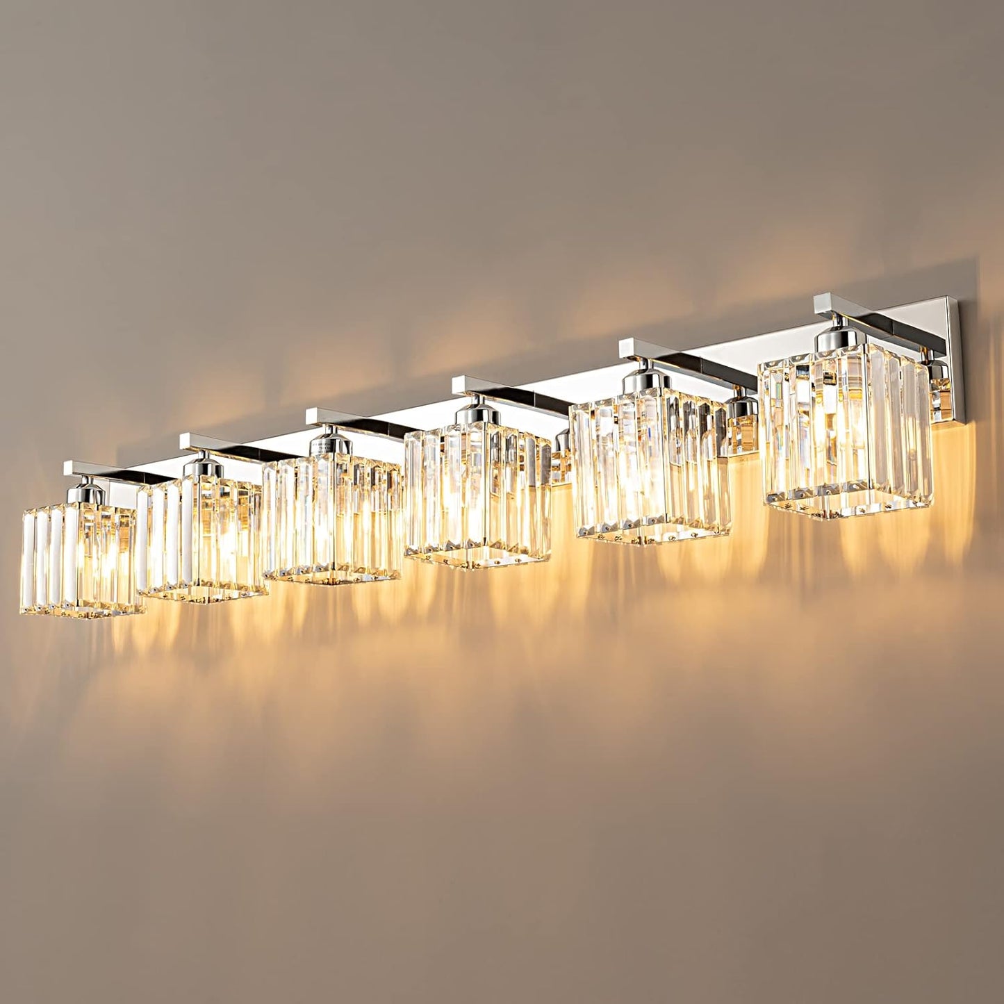 Modern 6-Light Chrome Crystal Bathroom Vanity Light Fixtures Review