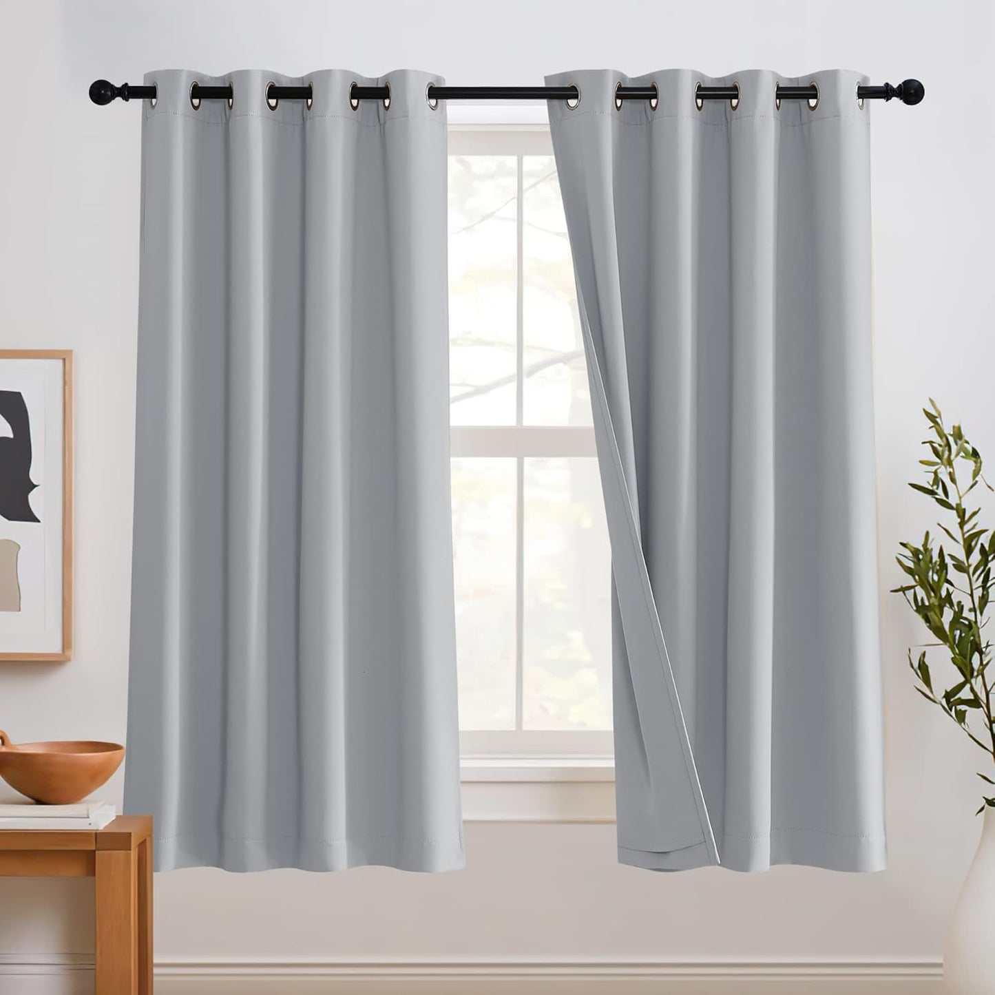 RYB HOME 100% Blackout Curtains with Noise Absorbing Liner
