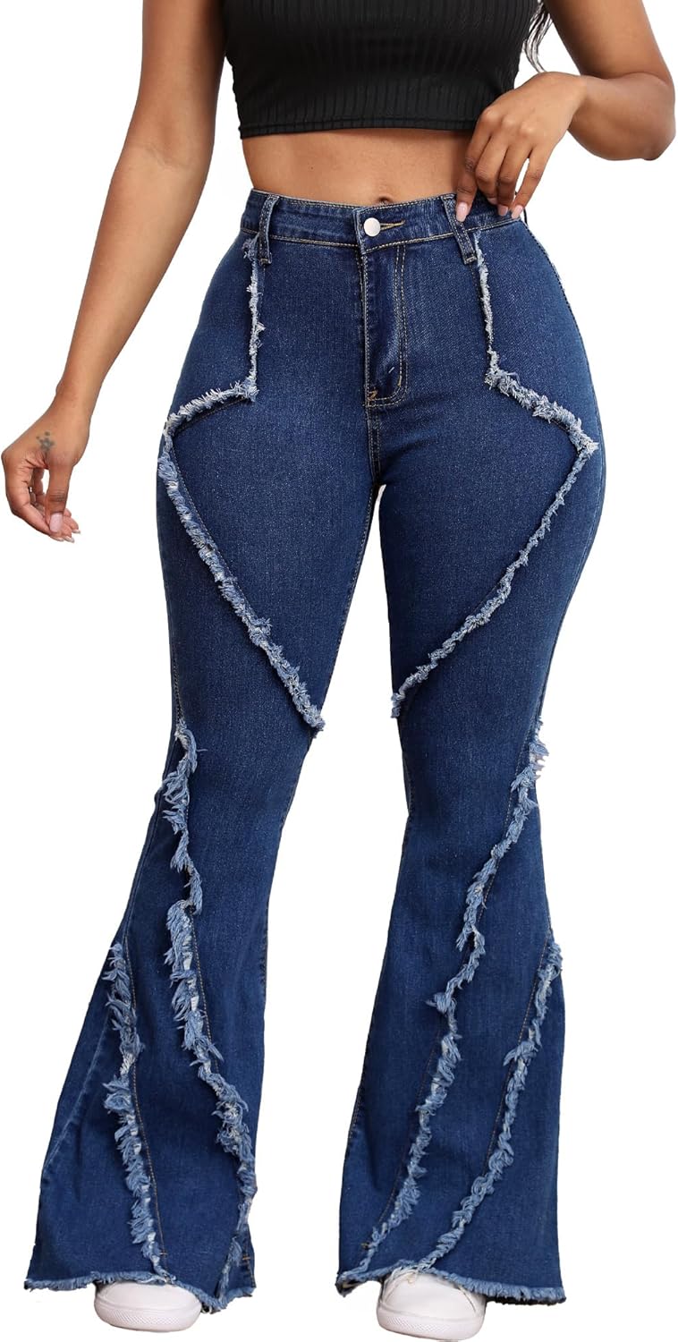 LaiyiVic High Waisted Bell Bottom Jeans for Women - Flared Fit