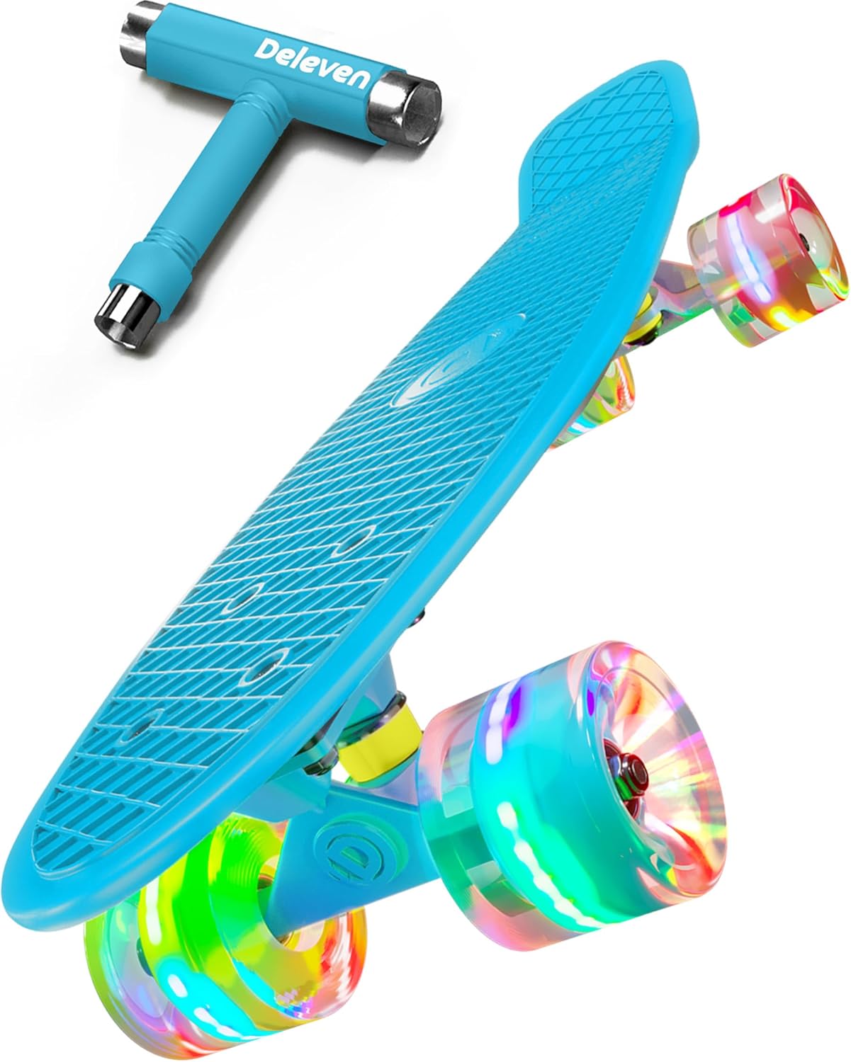 Deleven 22in Skateboard with LED Wheels for Kids and Adults