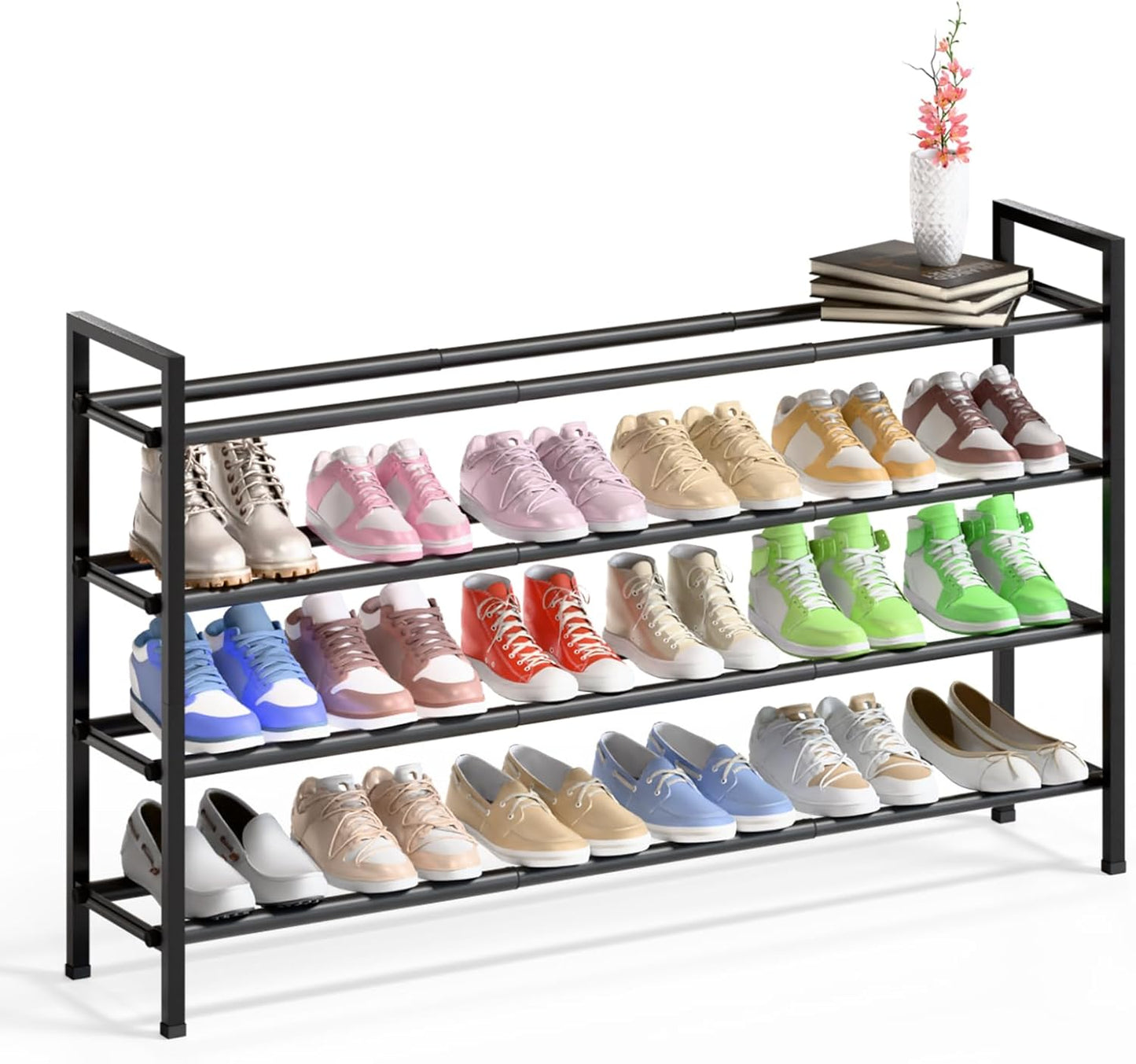 Expandable Shoe Rack for Closet - 4-Tier Adjustable Storage