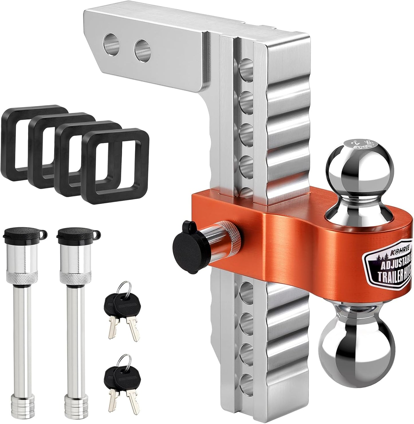 Kohree Adjustable Trailer Hitch with Dual Ball and Anti-Theft Lock