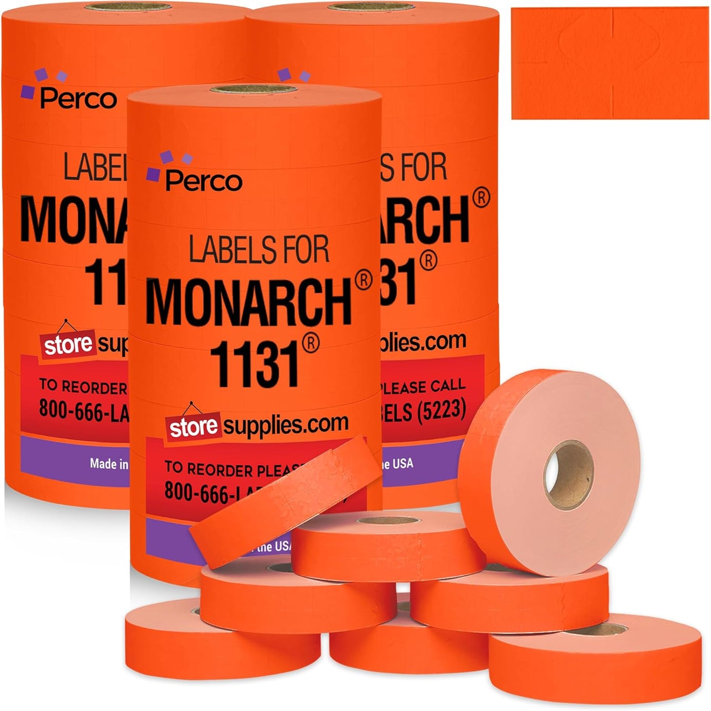 Perco Fluorescent Red Pricing Labels for Monarch 1131 Price Gun