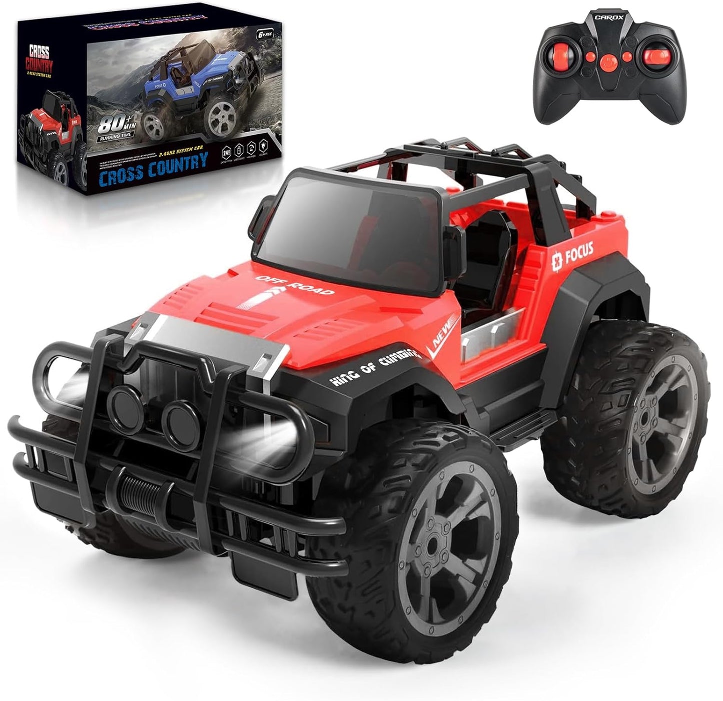 Carox RC Truck: 80min Playtime, All Terrain, Headlight