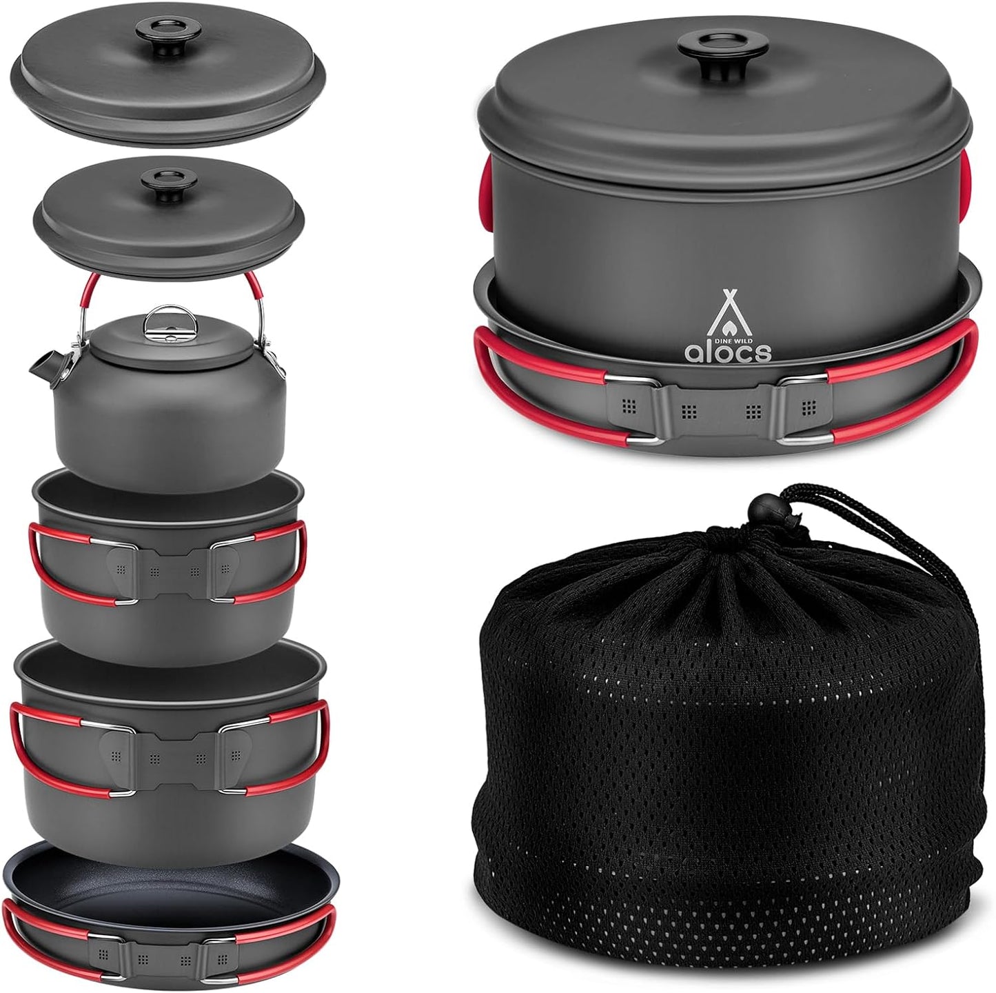 Durable Alumina Camping Cookware Set by Alocs