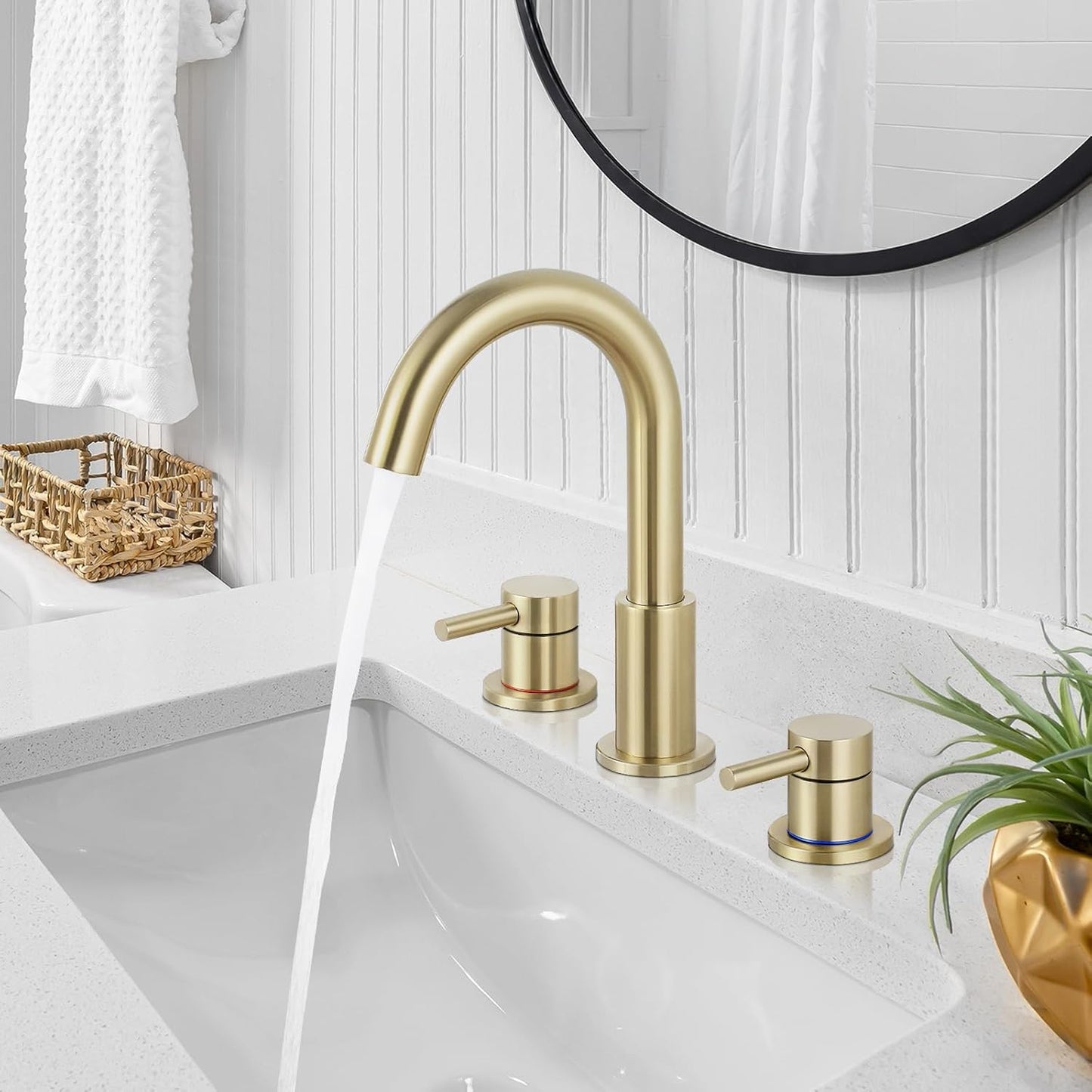 Elegant 8 Inch Widespread Bathroom Faucet with Pop Up Drain