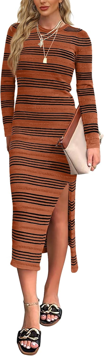 WIHOLL Womens Long Sleeve Sweater Dress for Fall/Winter Fashion