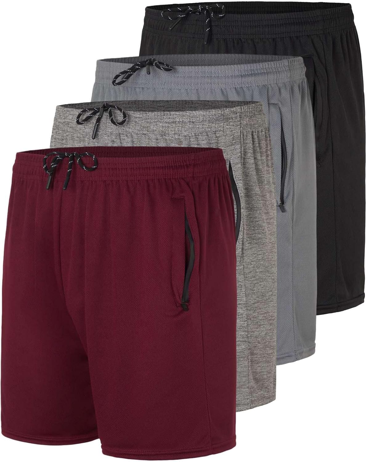 Men's Mesh Athletic Zipper Shorts for Running and Basketball