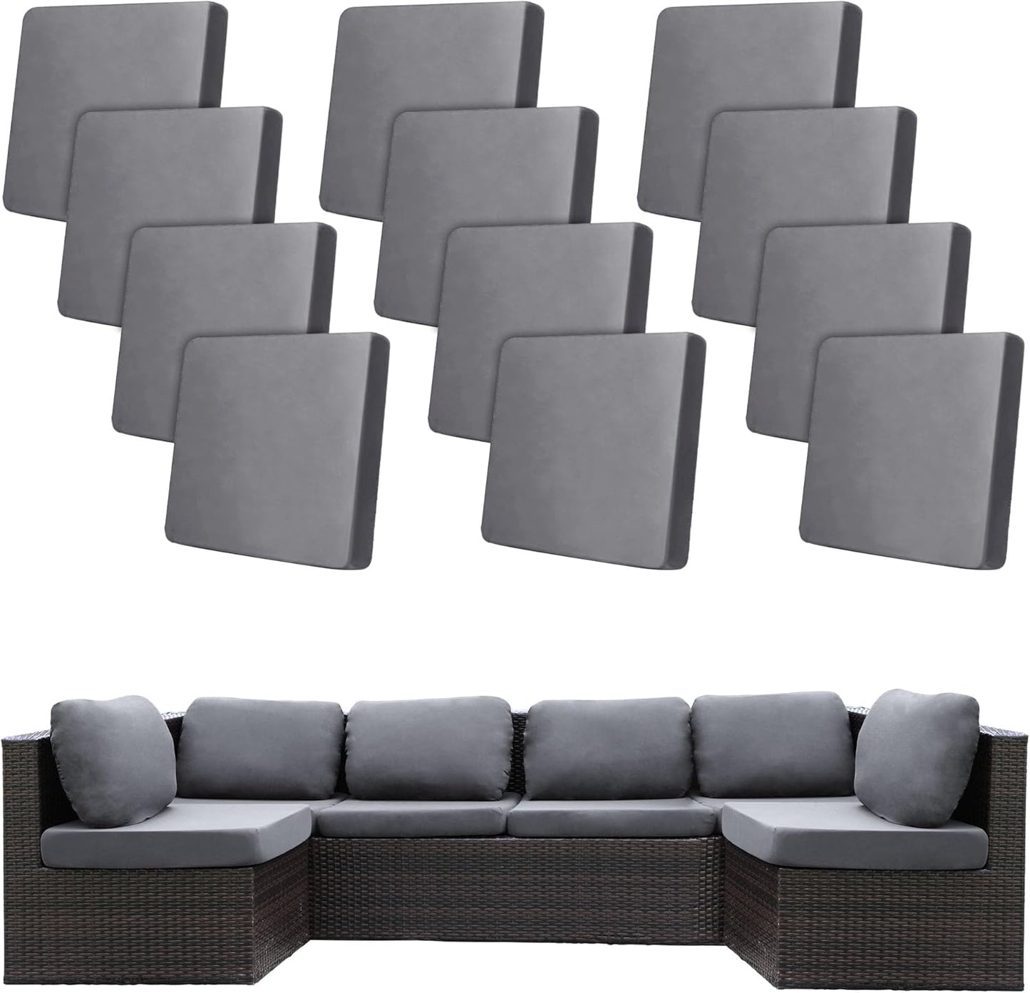 12Pcs Stretch Patio Cushion Covers for Outdoor Furniture Protection