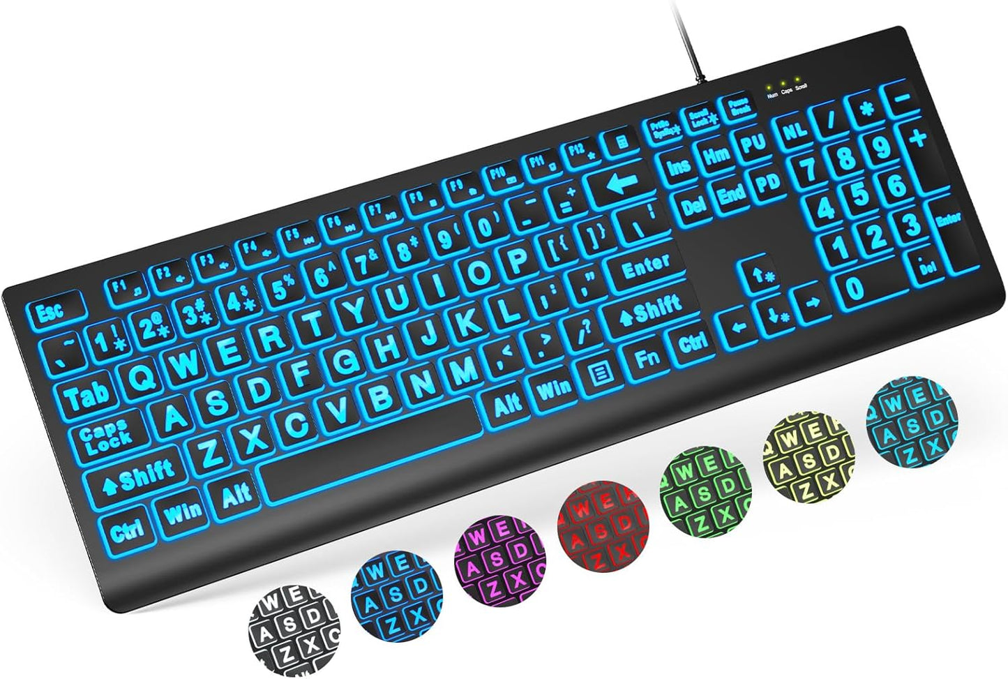 SABLUTE Large Print Backlit Keyboard - Easy Typing & Visibility