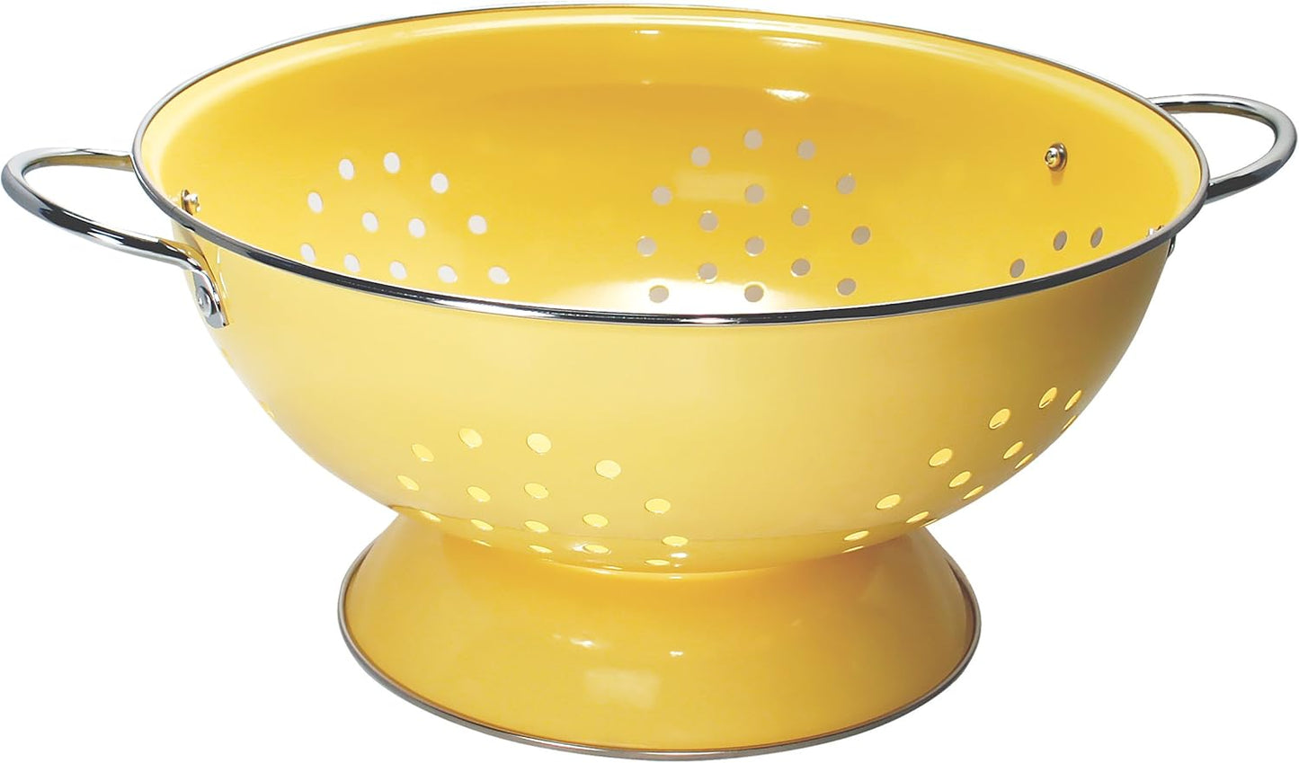 Calypso Basics 7 Quart Powder Coated Enameled Colander in Lemon