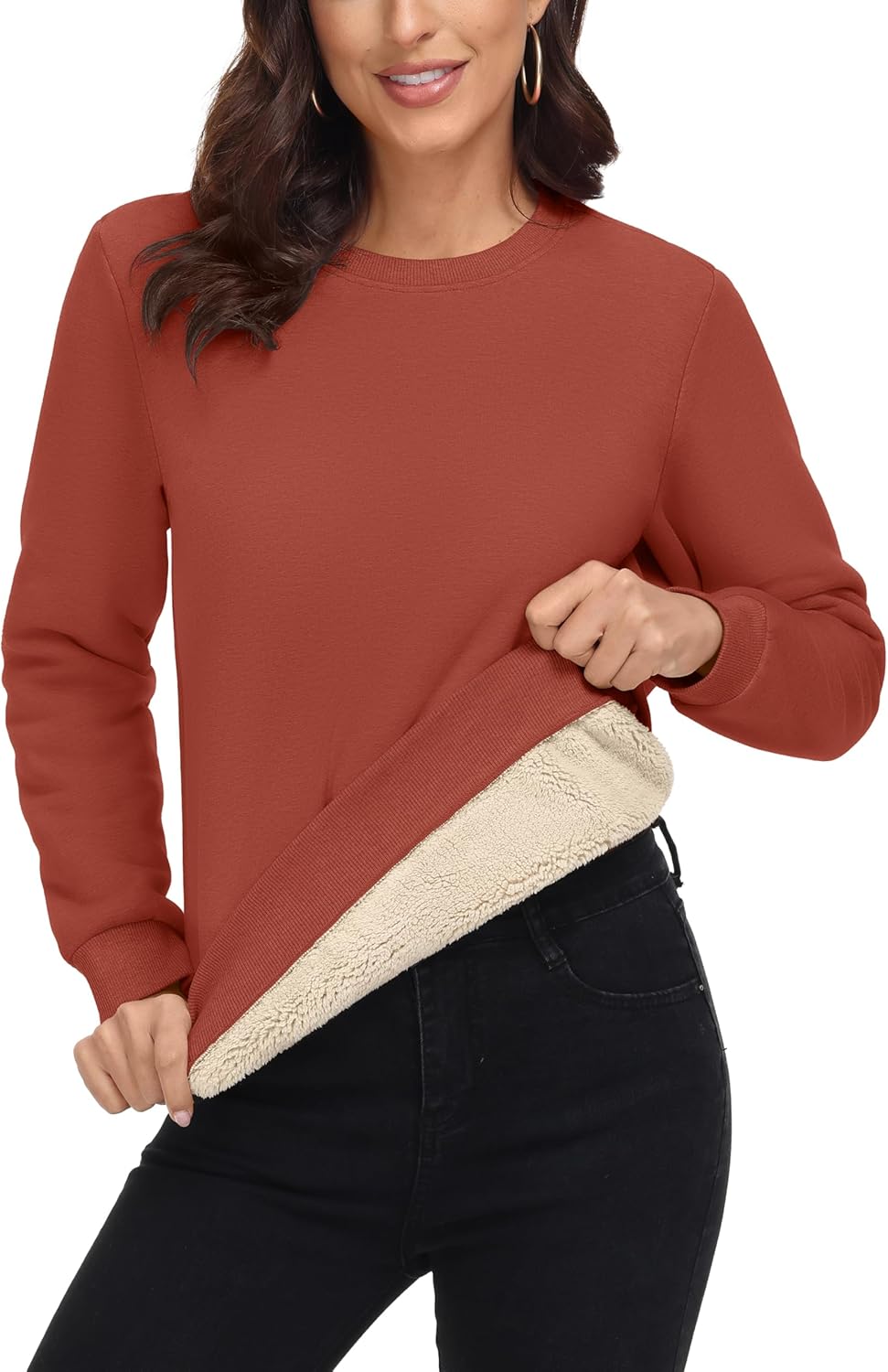 MAGCOMSEN Women's Sherpa Lined Sweatshirts for Winter Warmth