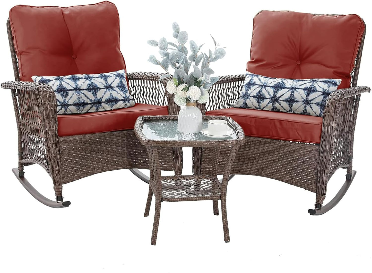 Rocking Bistro Set with Thick Cushions for Ultimate Relaxation