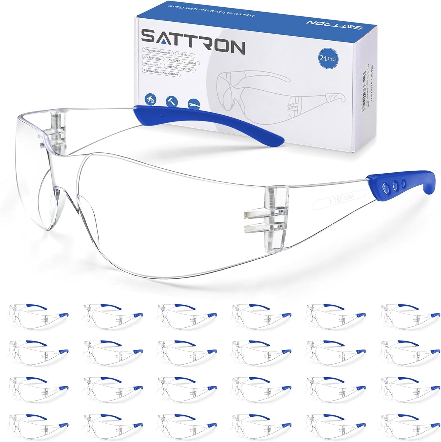 Clear Safety Glasses 24 Pack for Work Lab Construction Use
