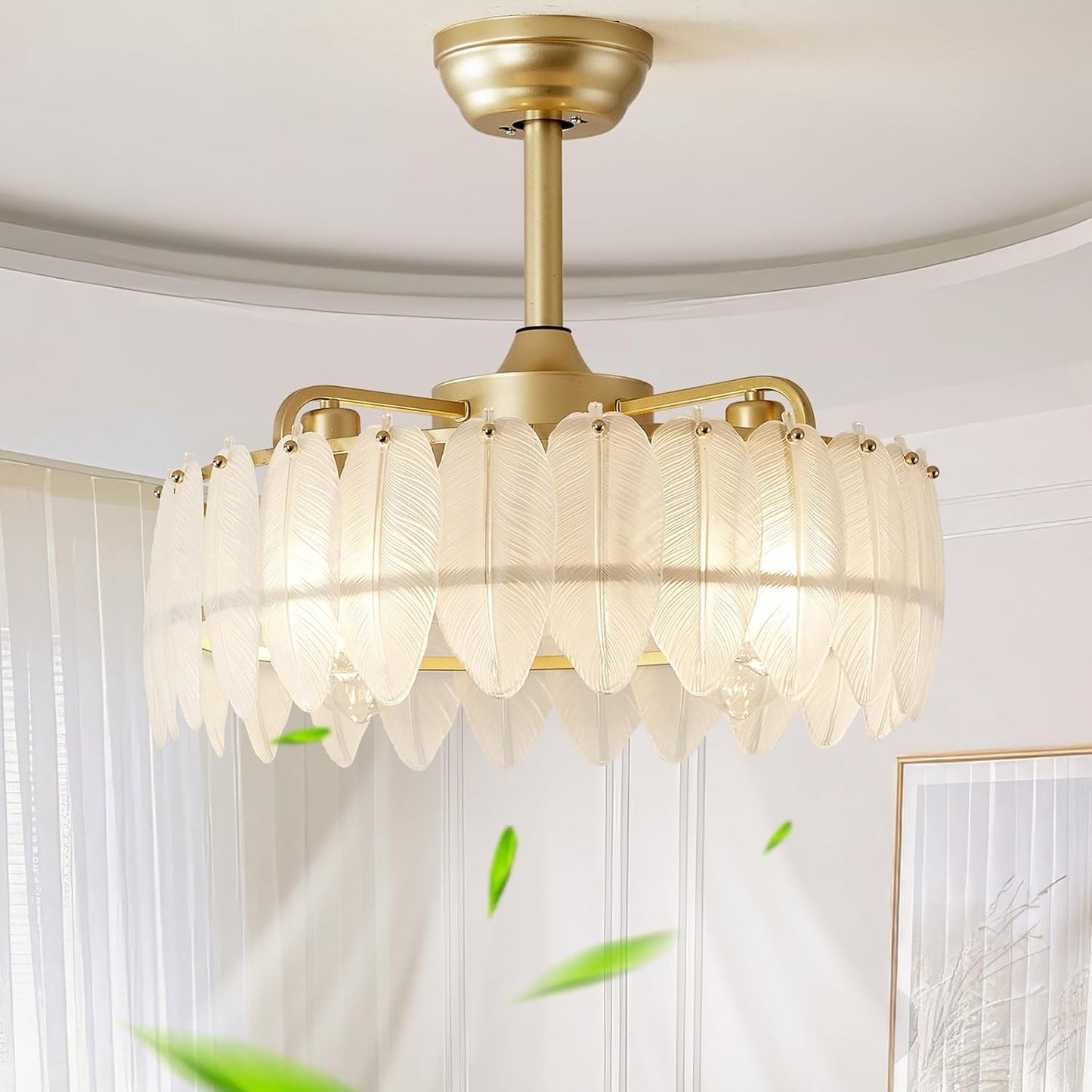 Fandelier Ceiling Fan with Light - Gold Caged Design for Bedrooms