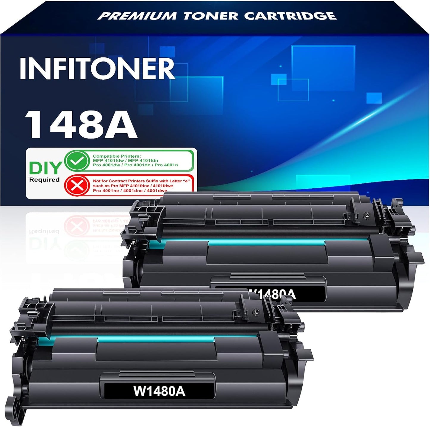 148A Toner Cartridge Black 2 Pack for HP Laserjet Pro Printers