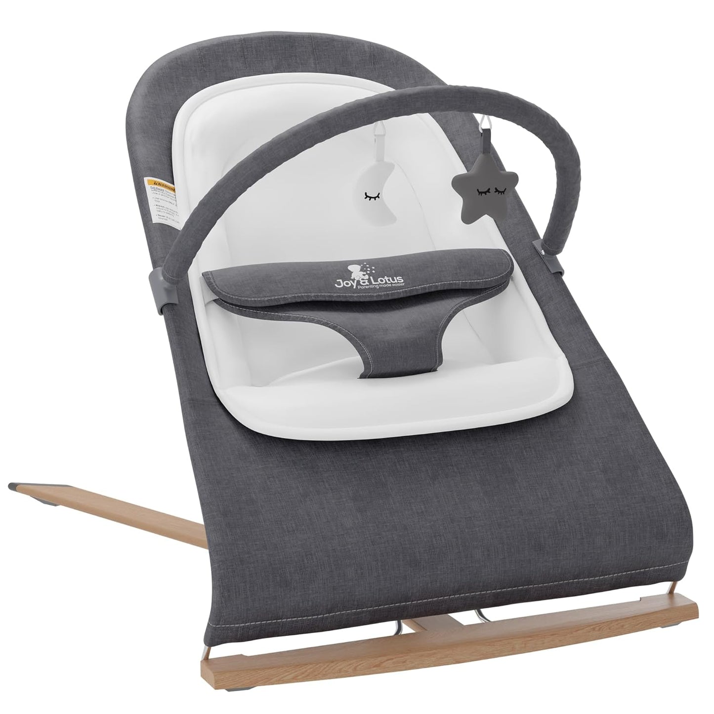 Portable Baby Bouncer with Elegant Wood Accents - JOY & LOTUS
