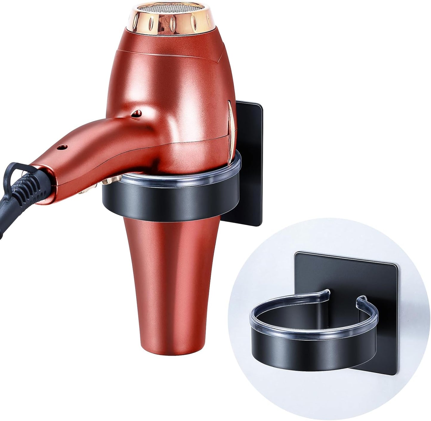 Stylish Black Hair Dryer Holder - Space-Saving Bathroom Organizer