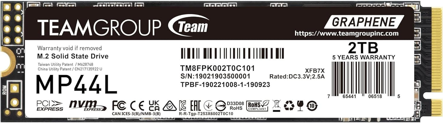 TEAMGROUP MP44L 2TB NVMe SSD with SLC Cache for High Speed